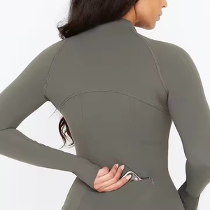 INDEX SPORTSWEAR Women High Neck <b>Long</b> <b>Sleeve</b> Zipper Front Full Length Activewear <b>Top</b> Solid Color Seamless Stretch Yoga <b>Top</b> - Product Image 6