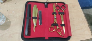 Kit de Tijeras de Peluquería Profesional - Juego de Tijeras con Hojas de Acero Inoxidable Afiladas y Mangos de Plástico para Uso en Salones de Belleza - Product Image 3