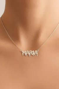 Collar personalizado de Plata de Ley 925 estilo carta de goteo de Halloween 40 + 5 cm - Product Image 2