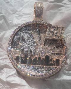 Bijoux de bus 3D brillants personnalisés pour hommes, testeur de diamants de passage de Moissanite VVS, pendentif boule 3D plaqué glacé - Product Image 2