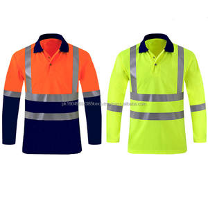 Men Long Sleeve <b>Hi</b> <b>Vis</b> Work Polo <b>Shirts</b> Safety Work Uniforms Reflective Strips Quick Dry Polo <b>T</b> <b>Shirt</b> High Visibility - Product Image 1