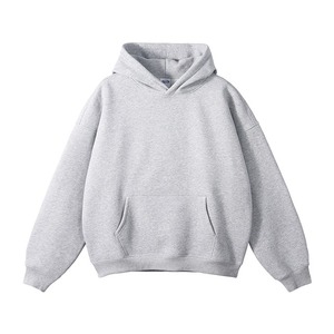 Sweat à capuche épais et lourd pour homme avec logo personnalisé 450-600 Gsm Terry Fabric Drop Shoulder Sweatshirt Solid Front Logo - Product Image 2