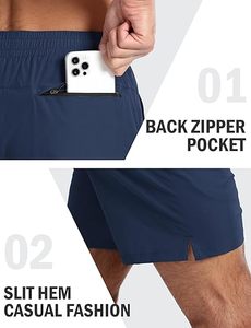 Short d'entraînement en coton à motif solide pour homme avec taille élastique et fermeture à cordon de serrage Tissu doux et respirant pour la salle de sport à porter au quotidien - Product Image 5