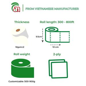 Rollo de papel higiénico de pulpa de madera virgen de 2 capas, ecológico, duradero, higiénico, tacto de terciopelo fuerte, Mini paquete Jumbo desechable - Product Image 2