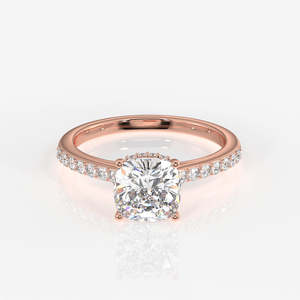 Anillo de Diamante Cultivado en Laboratorio con Corte Cojín y Halo Oculto en Oro de 14k - Anillos de Diamantes Elegantes - Product Image 6