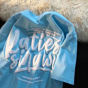 OEM al por mayor 100% algodón hombres gráfico peso pesado camisetas logotipo personalizado 3D para Puff estampado liso de gran tamaño camisetas de punto - Product Image 1