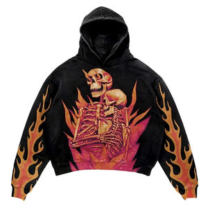 Sweat à capuche court en coton 100% coton de haute qualité avec logo hommes Anti-rétrécissement French Terry Vintage Hoodies - Product Image 2