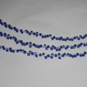 Silver Plated Blue Quartz Glass Beads Rondelle Cluster Rosary Chain Wire Wrapped Beaded Chain for Jewelry Making Bracelet - Product Image 2