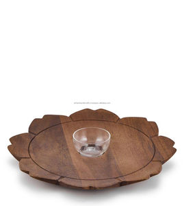 ถาดเสิร์ฟทำจากไม้ทำมือหรูหราสำหรับเสิร์ฟกาแฟชาที่บ้านเพื่อความบันเทิงและตกแต่ง - Product Image 1