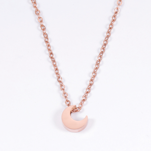 Kalung liontin bulan lapis emas dan mawar, kalung bulan baja tahan karat tidak pudar untuk hadiah wanita - Product Image 1