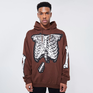 Sudaderas con capucha 100% algodón con estampado de hojaldre y logotipo personalizado, sudaderas con capucha gráficas informales Y2K de 450gsm para hombre - Product Image 1