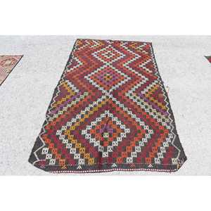 Tapis turc 4,3 x 7,7 pieds, tapis Kilim vintage, tapis en laine rouge style sud-ouest - Product Image 1