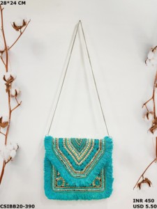 Banjara Boho diseñador hecho a mano bolso de mano de noche señoras con cuentas bordado de piedra elegancia Cultural obra maestra cuero de lujo - Product Image 5