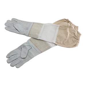 Gants de protection en toile avec fermeture élastique blanche naturelle Gants de culture d'abeilles en maille de polyester pour la sécurité - Product Image 3