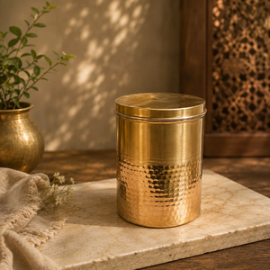 Metal Brass Storage <b>Jar</b> Canister With Airtight Lid Minimalist Design For Kitchen Storage Organizer Round <b>Spice</b> Container - Product Image 6