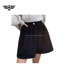 Shorts plissés en velours côtelé respirant pour femme, taille haute, style sport chic avec volants, pour l'automne et l'hiver - Product Image 5