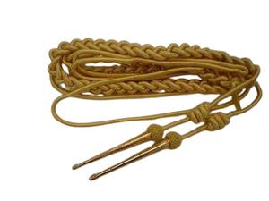 Aiguillette con logotipo personalizado de alta calidad en poliéster y algodón ligero dorado y negro para uso en exteriores, accesorios con borlas doradas - Product Image 3