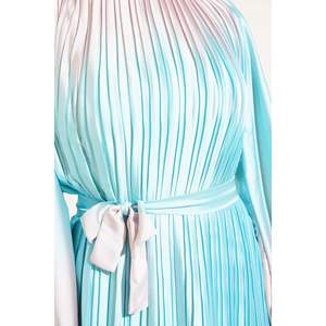 Vestido de satén plisado bicolor menta - Product Image 4