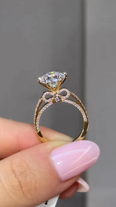 แหวนเพชรโมอิสทรงกลมสไตล์3ct สำหรับสตรีเครื่องประดับแฟชั่น - Product Image 4