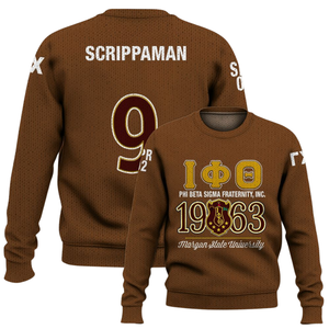 Iota Phi Theta 1963 lettre grecque pull Chenille tricot acrylique pull fraternité vêtements hiver grec vêtements - Product Image 6