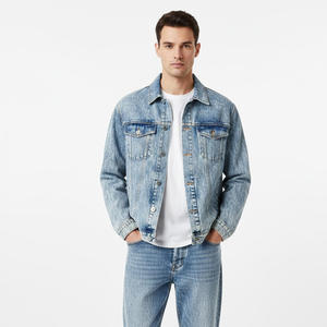 Veste en jean pour hommes 100% coton Fournisseur d'usine OEM Vente en gros sur mesure Vêtements d'extérieur élégants et tendances Streetwear à l'avant - Product Image 1