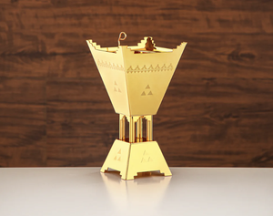 Handcrafted <b>Wood</b> Arabic Vintage Style Gold Finished Bakhoor Oud Sandalwood Eco-Friendly Incense <b>Burner</b> Decorative - Product Image 6