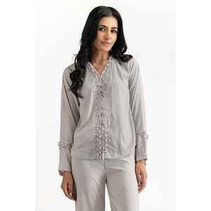 Chemisier noir et blanc mélangé 231-217-060 en tissu doux tissé pour le printemps - Product Image 6