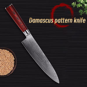 Venta al por mayor pedidos a granel personalizados OEM ODM servicio de acero de alto carbono Damasco cocina profesional Chef cuchillo afilado - Product Image 3