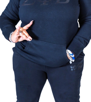 Conjunto Deportivo de Dos Piezas con Capucha y Pantalones de Felpa para Mujer, Color Azul Rey, de la Hermandad Zeta Phi Beta, Bordado y Personalizable