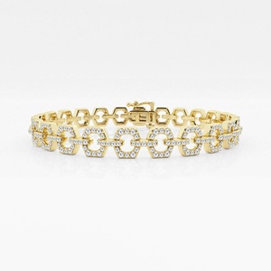 สร้อยข้อมือเพชรสเตอร์ลิงที่มีการเชื่อมโยงที่ไม่ซ้ำกันและ Moissanite เหมาะสำหรับดูมีระดับ - Product Image 3