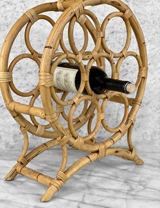 Vintage Eco-Friendly Rattan Wicker 7 Bottle Wine Rack Holder Natural Cane Handmade <b>Bar</b> Display Made In Vietnam - Product Image 3
