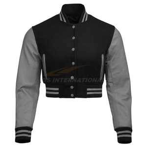 OEM personalizado Varsity chaquetas mujeres invierno acolchado estilo universitario de cuero genuino mangas Casual chaqueta de la Universidad - Product Image 6