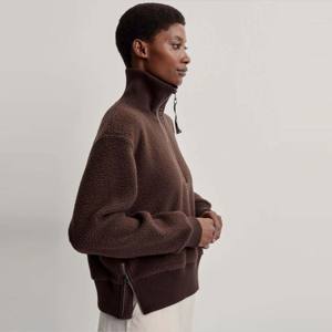 Jersey de lana con media cremallera para mujer, chaqueta acogedora cálida y elegante, perfecta para uso diario y al aire libre - Product Image 3