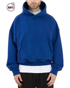 High Quality 100% Cotton <b>Plain</b> Pullover Breathable <b>Hoodies</b> <b>for</b> <b>Men</b> 500GSM Heavyweight Oversized Boxy Fit Cropped Hoodie <b>Men</b> - Product Image 5
