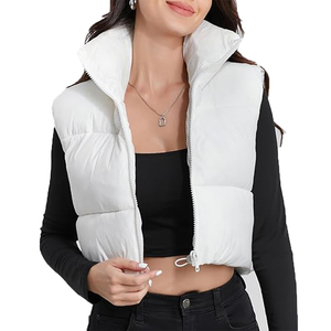 Manteau matelassé léger et élégant pour femmes Gilet rembourré confortable avec matériau de remplissage en coton zippé sur le devant Vêtements d'extérieur - Product Image 1