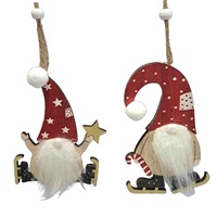 Adorno Colgante de Madera Natural con Diseño de Duende Feliz para Interiores, 8.5CM, Marca CK, Adorno para Árbol de Navidad, Regalo, Proveedor Confiable para Festividades
