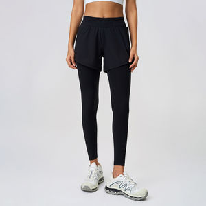 Femmes taille haute deux pièces Gym Fitness pantalon nouvelle mode couleur unie décontracté course entraînement bout à bout sport Jogging poche - Product Image 3