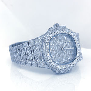 Collar Unisex de Acero Inoxidable Cuadrado de Primera Calidad, Diseño Cubano con Diamantes Moissanite Blancos VVS, Estilo Hip Hop Dorado - Product Image 2