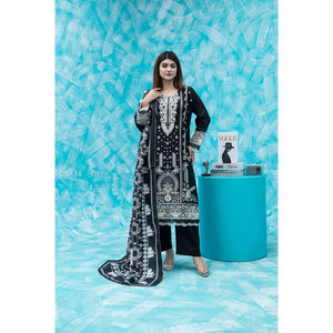 Dupatta Bana Dora para Mujer, Estilo Moderno, Bordado Étnico Masoori, Algodón de Alta Calidad, Casual, Negro, Secado Rápido, Impresión Digital 2025 - Product Image 1