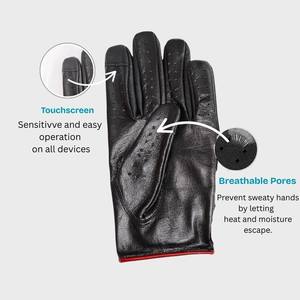 Guantes de Cuero Suave Cosidos a Mano de Piel de Cabra, Venta al por Mayor, para Conducir, Estilo Retro Unisex - Product Image 2