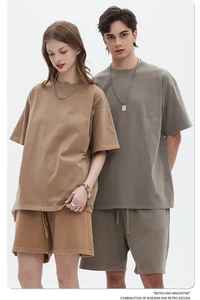 Ensemble de sweatshirts d'été surdimensionnés en éponge française pour hommes 100% survêtement en coton respirant imprimé short décontracté de grande taille - Product Image 4