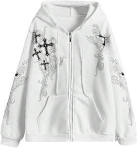 เสื้อฮู้ดซิปผ้าฟลีซคอตตอนพรีเมียม ออกแบบเองได้ ทรงหลวม ปักลาย ซิปหนา สำหรับฤดูหนาว ไซส์ใหญ่ ขายส่งจำนวนมาก - Product Image 5