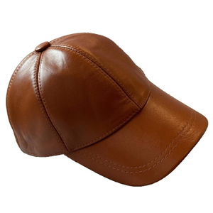 Gorra de Béisbol de Cuero Genuino de Alta Calidad, Gorra de Cuero Real Personalizada de 6 Paneles - Product Image 1