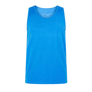 Débardeur sans manches pour hommes gilet de gymnastique bleu couleur unie chemise d'entraînement de fitness à séchage rapide - Product Image 4