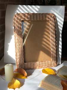 Handmade Decorative White Rattan Photo Frame 3D Display Table case Rattan Decoration Wall Picture Frame - Product Image 2