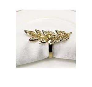 Vente chaude Métal Feuilles Rond De Serviette champagne Or Rond De Serviette pour La Fête - Product Image 4
