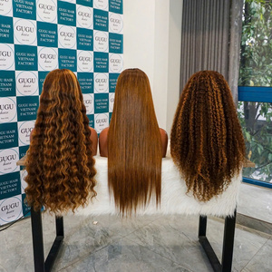 Perruques en cheveux humains vierges Remy vietnamiens à ondulation lâche longue et droite en gros, extensions de cheveux à dentelle transparente, abordables - Product Image 5