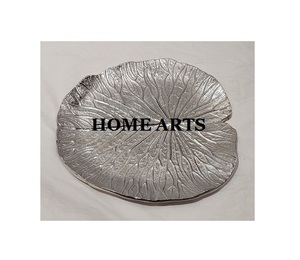 Assiette de service en forme de feuille ronde de la meilleure qualité en aluminium couleur argent plateau de dates de dessert pour les meilleures ventes - Product Image 2