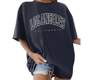 Camiseta de estilo veraniego de gran tamaño OEM para mujer Logotipo gráfico impreso personalizado en tela de algodón suelta Eco-Friendly - Product Image 2