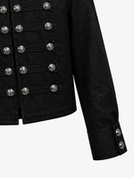 Veste en jean pour homme DiZNEW personnalisée, vintage, noire, avec boutons argentés, col montant, OEM ODM, étiquette privée